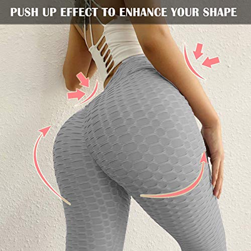 Calça legging feminina Fitnery de cintura alta texturizada para ioga, franzida e levantamento de bum