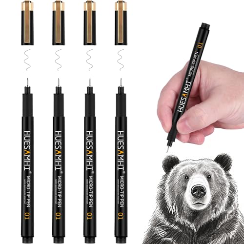 huesamhi 01 micro fineliner pens, no bleed waterproof pens drawing sketch art, archival ink artist set outline gift
