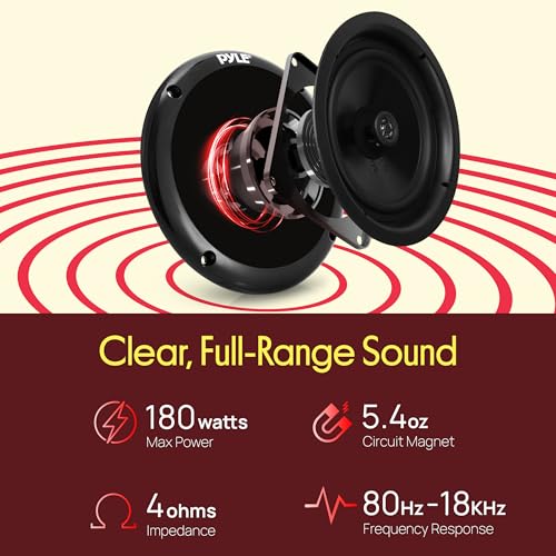 Pyle Waterproof Marine Speakers - Pair of 5.25" 180 Watt Low Profile Slim Style System - Weather Resistant Outdoor Rated Speakers for Boat, Patio, Poolside, Deck, Home (Black) by Pyle - Image 3