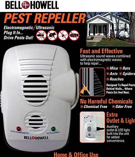 Image of Bell + Howell Ultrasonic Electromagnetic Pest Repeller with AC Outlet and Switch, 1-Count