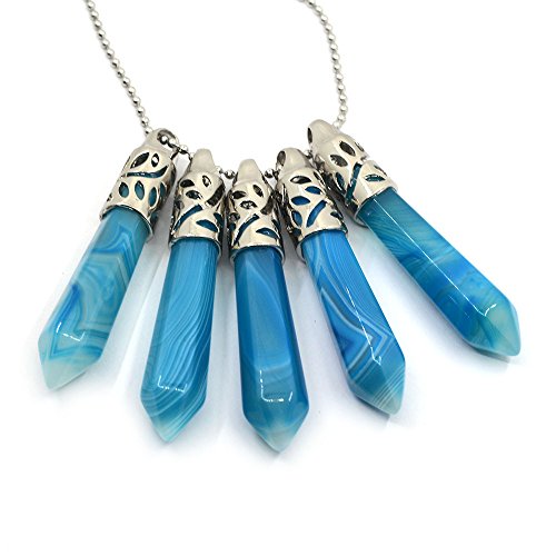 Justinstones Gemstone Hexagonal Pointed Reiki Chakra Pendant Necklace 20"2