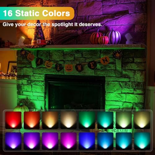Image of URTOM 4 Pack 6W RGBW Uplighting Indoor Color Changing Up Lights Indoor with Remote Dimmable LED Christmas Spot Lights for Home Aluminum Accent Lighting for Party Plant Decor with 5.9 FT Plug Cord