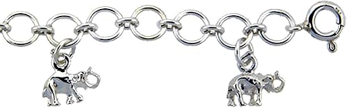 Miniatura 2 de Plata de ley Elefantes Tobillera 15mm de ancho, se adapta a 910inch Tobillos