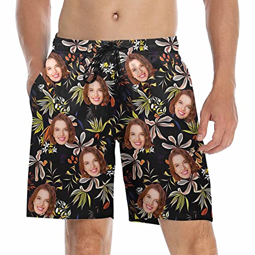 DIYKST Custom Photo Swim Shorts with Face Personalized Gifts Swim Trunks for Men Customized Funny Beach Board Short
