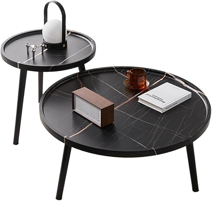 ELODEK 2PCS Round Coffee Table Set, Bedroom Leisure Table