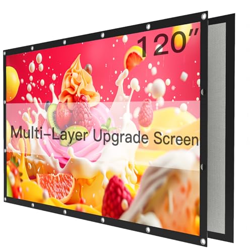 Pipishell 120 Inch 3-Layer Upgraded Projector Screen,16:9 4K UHD Outdoor Movie Screen, Foldable & Hand-Washable,Portable Projector Screen for Backyard Movie Nights,Home Theater Movie,and RV Camping