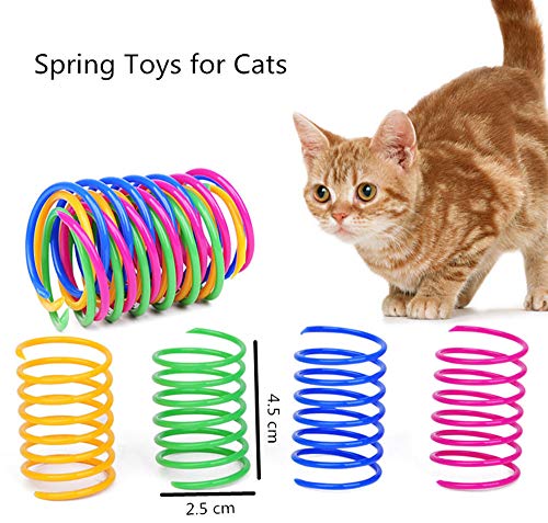Brinquedos de mola para gatos Suxgumoe, 20 peças coloridas de plástico para animais de estimação e g