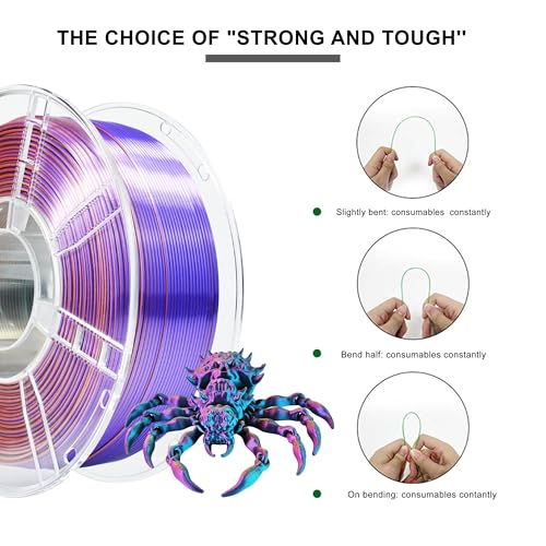 Image of iBOSS Silk Tri Color Green Purple Copper PLA+ Filament, Shiny Silk 3D PLA Plus Filament, Neatly Wound 1kg 3D Printer Filament 1.75mm + / -0.02mm, Fit for Most 3D FDM Printers