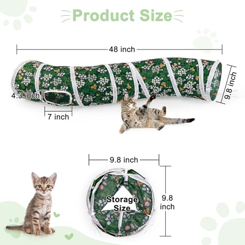 Image of Glittme Cat Tunnel, Cat Tunnels for Indoor Cats, S-Shape Peekaboo Cat Cave with Cat Toys, Foldable Cat Tubes and Tunnels for Cats, Rabbit, Puppy, Guinea Pig