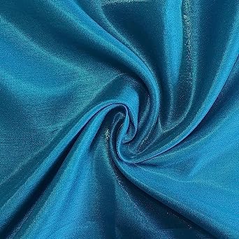 44" Wide Plain Polyester Faux Dupion Raw Silk Satin Finish Dress Craft Patch Fabric Sold by The Meter (Teal, 5 Meter)