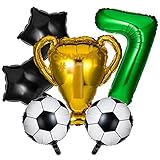 ALTcompluser Fußball Luftballon 7.Geburtstag Deko Champion Luftballon Set Fussball Folien-Ballon Fußball Stern Champion Pokal Gold für Kinder Junge Geburtstag Party Fußball Deko(7th)