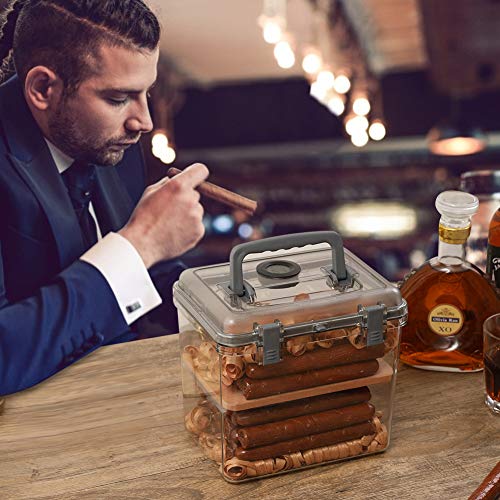 Cigar Humidor Box/Case With Humidifier And Electronic Hygrometer And Spanish Cedar Planks,Can Hold About 30-50 Cigars Acrylic Travel Cigar Humidor Top Cover Digital Hygrometer #TOP3