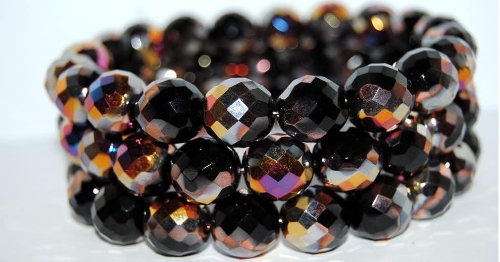 100 pcs Fire Polished Round Faceted Beads, Crystal 27203 (30 27203), Glass, Czech Republic, Size 10 mm (0.39 in)