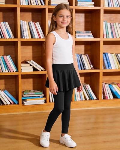 Hvididan Leggings with Skirt for Girls, Black Size 7-8 Uniform Pants School for Girls Kids - image 2