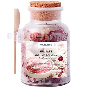 Bath Salt with Rose Petals 500g,Epsom Salts 100% Natural Aromatherapy and Relaxation