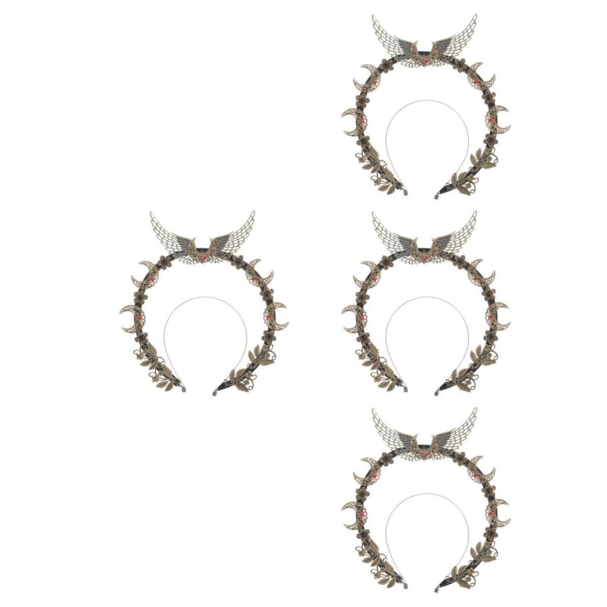 Didiseaon 4 Pezzi Cerchietto Elegante in Metallo per Chioma Donna, Nero, | Accessorio Decorativo per Festa Danzante e Fai da Te, Fatto a Mano, anche Oggetto Fotografico