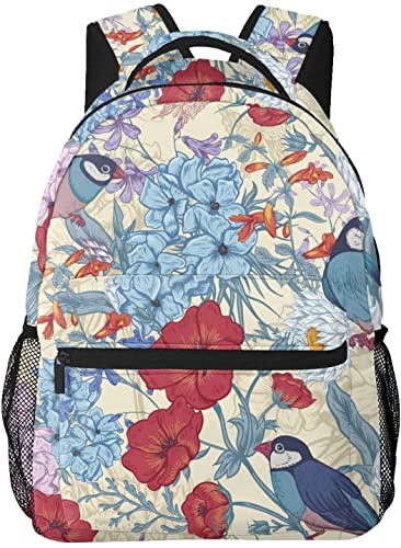 Jingliwang Parrot Flower Print Backpacks Daypack Backpack Bookbag Travel Bag Sports Rucksack High School College Work Travelling