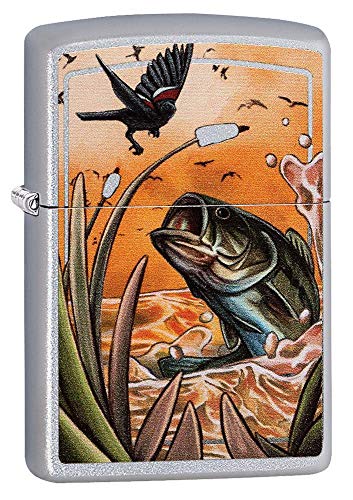 Zippo Bass & Bird Satin Chrome Pocket Lighter, One Size