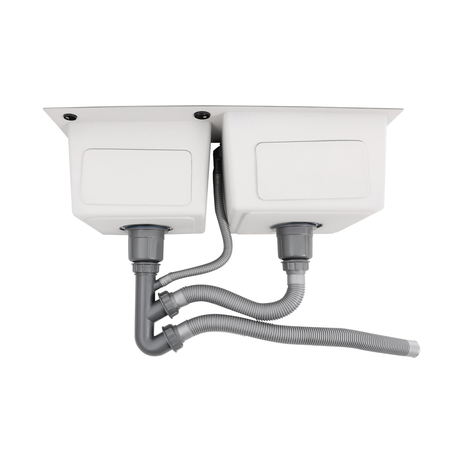 Évier de cuisine à 2 bacs en acier inoxydable 75 x 40 x 22 cm sans robinet pour cuisines, restaurants, magasins de desserts, cafés (doré)