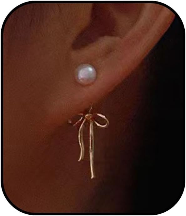 Bow Earrings for Women,Huggie Stud Dangle 3Options,14K Gold Plated,Hypoallergenic,Daily Wear or Holiday Jewelry Gifts