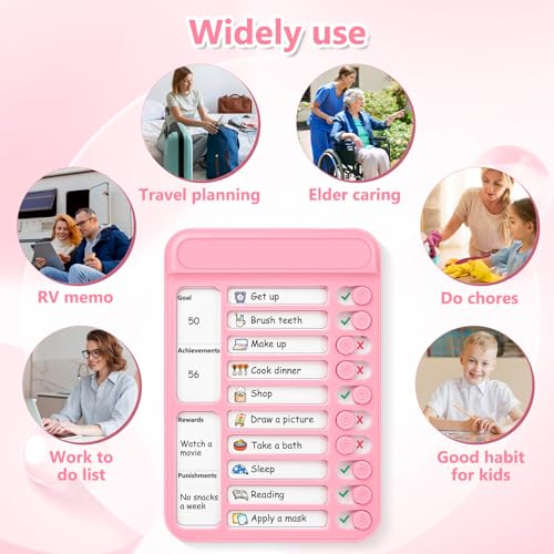 Image of Audab Dry Erase Chore Chart for Kids, Magnetic Checklist Board, My Chores Slider Chart to Do List Board, Routine Reward Chart Schedule Board Task Tracker for Home Refrigerator, Wall, Desk (Pink)