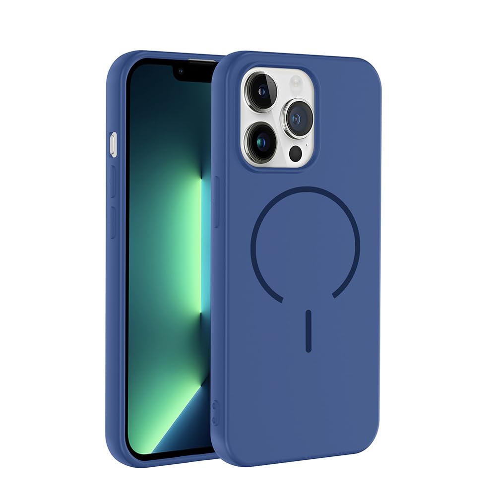 Zore Apple ile uyumlu İphone 13 Pro Max Kılıf M-safe Şarj Özellikli Zore Meta Kapak Lacivert