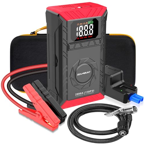 SEAMOUNT 2000A Jump Starter with Air Compressor, Portable...