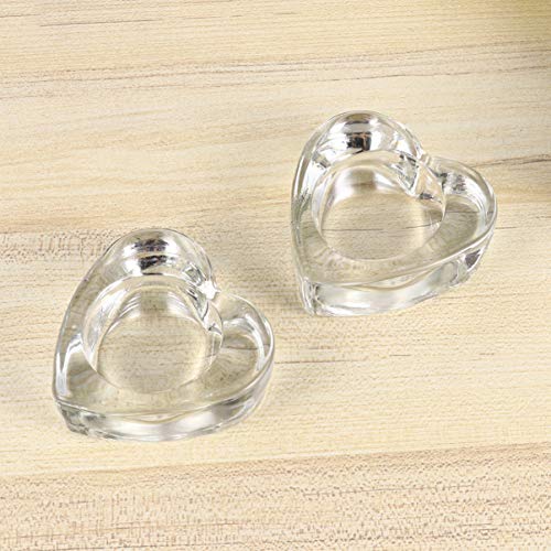 Healifty Glass Candle Holders, Heart Shaped Tealight Holders Desktop Decoration For Home Decor For Wedding Decor 1Pcs ( As Shown ) #TOP2