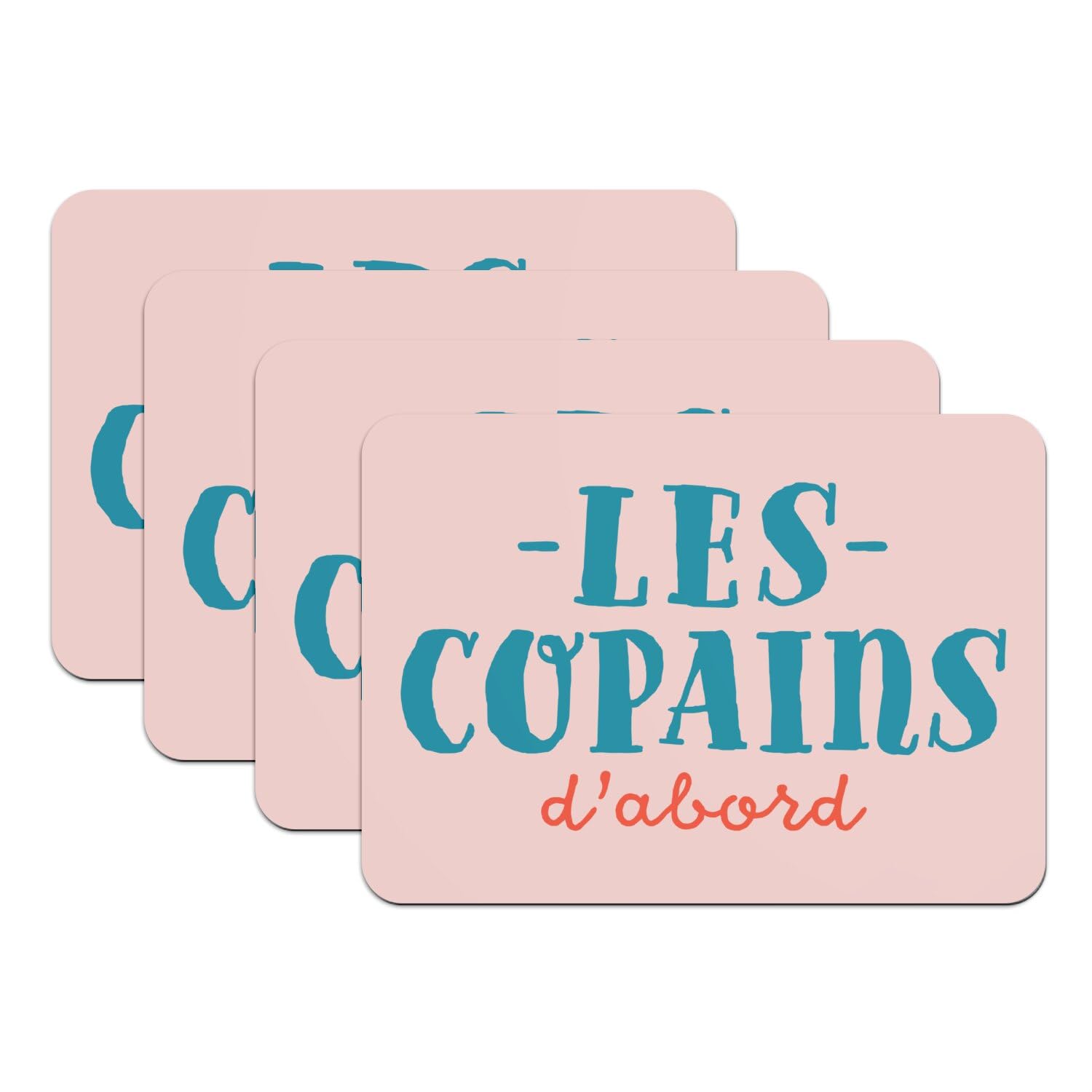 Sets de table en caoutchouc rose lavables contre taches et rayures