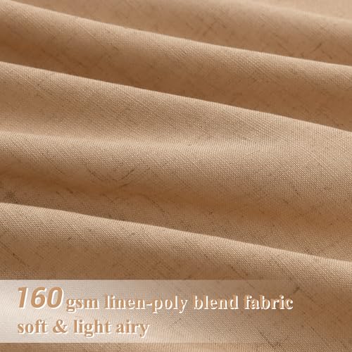 Image of Joywell Extra Long Linen Curtains, Camel Brown, 108 Inches