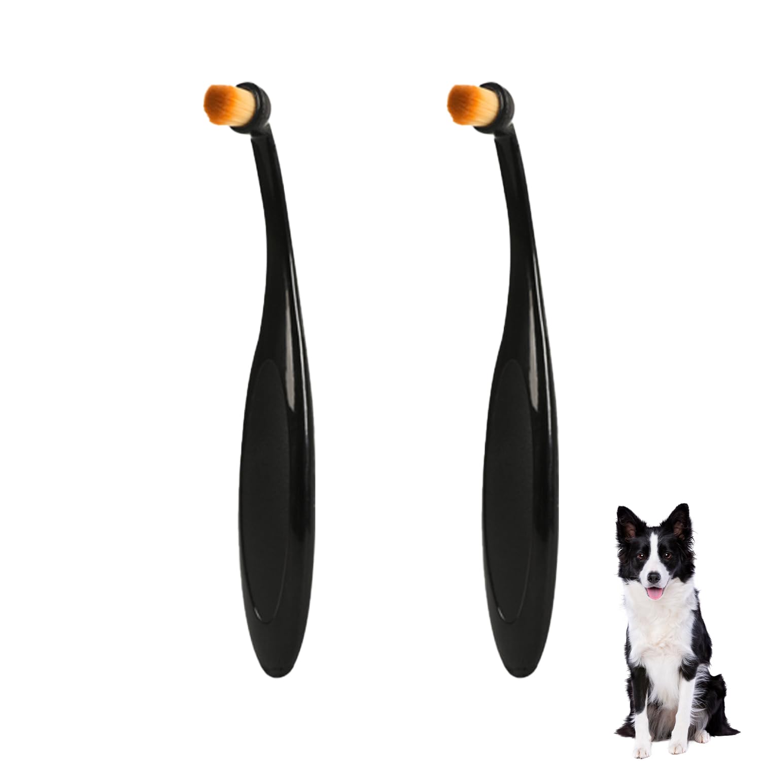 MEISH 2 Pieces Pro Powder Applicator Brush for Pet Evenly Apply Tear Stain Powder Brush Superfine Fiber Tear Stain Remover Brush