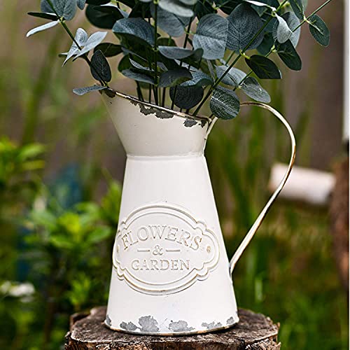 Jsy-Up JUS03B-VASE-FLOWERP-WHITE-M Rustic Metal Flower Vase thumb #7