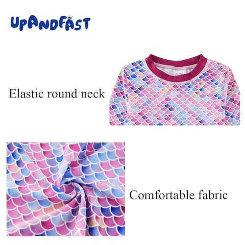 Image of upandfast Girls Rash Guard Set Long Sleeve Two Piece Swimsuit with UPF 50+ Sun Protection for Girls 3-8 Years