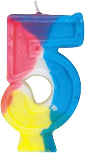 Unique Rainbow Number 7 - Vela para fiesta, 3 pulgadas, multicolor