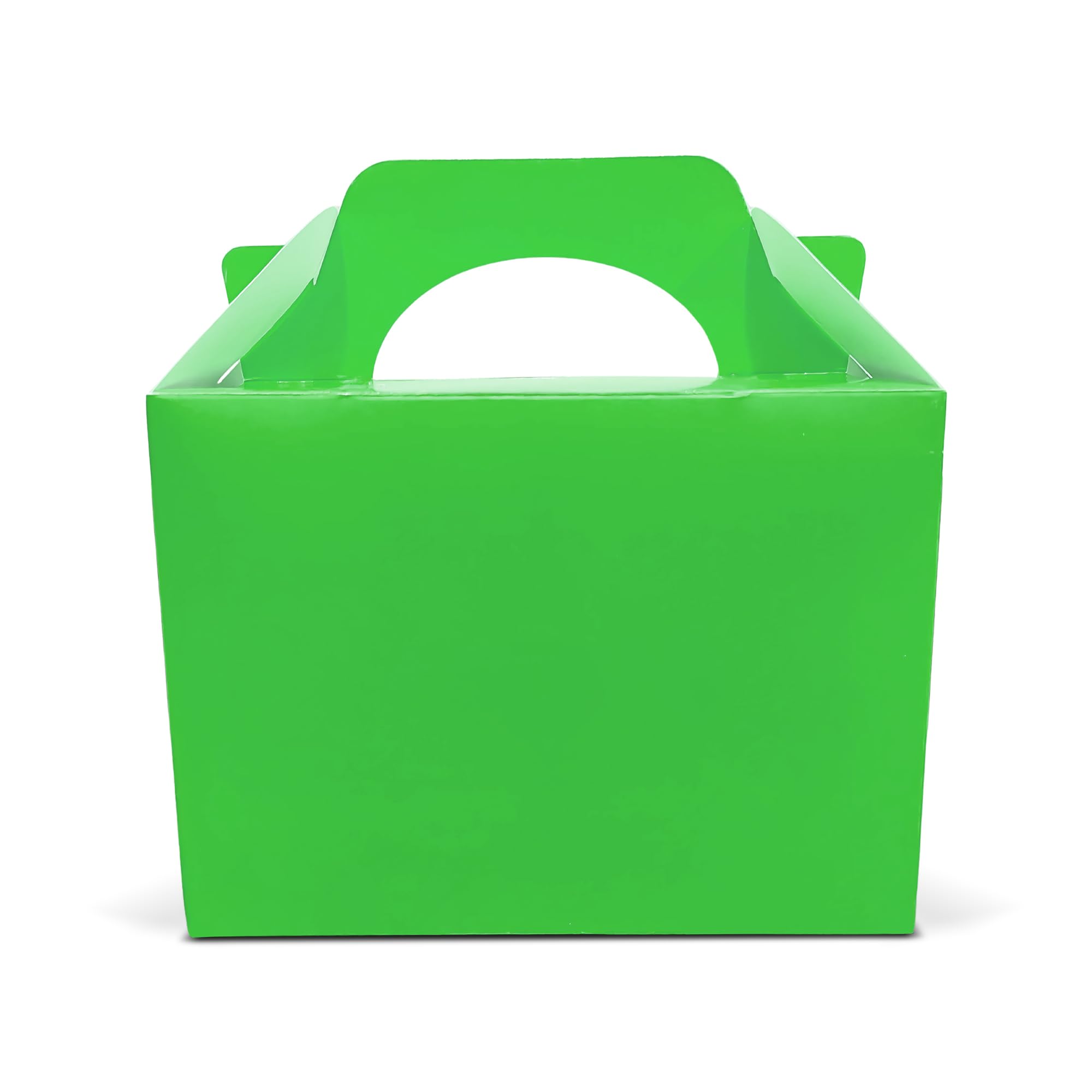Lotus 10 x Children/Kids Plain Coloured Party Boxes Carry Food Meal Fun Picnic Birthday Wedding Favour/Baby Shower Party Halloween Trick or Treat Box Loot Bag (Neon Green)