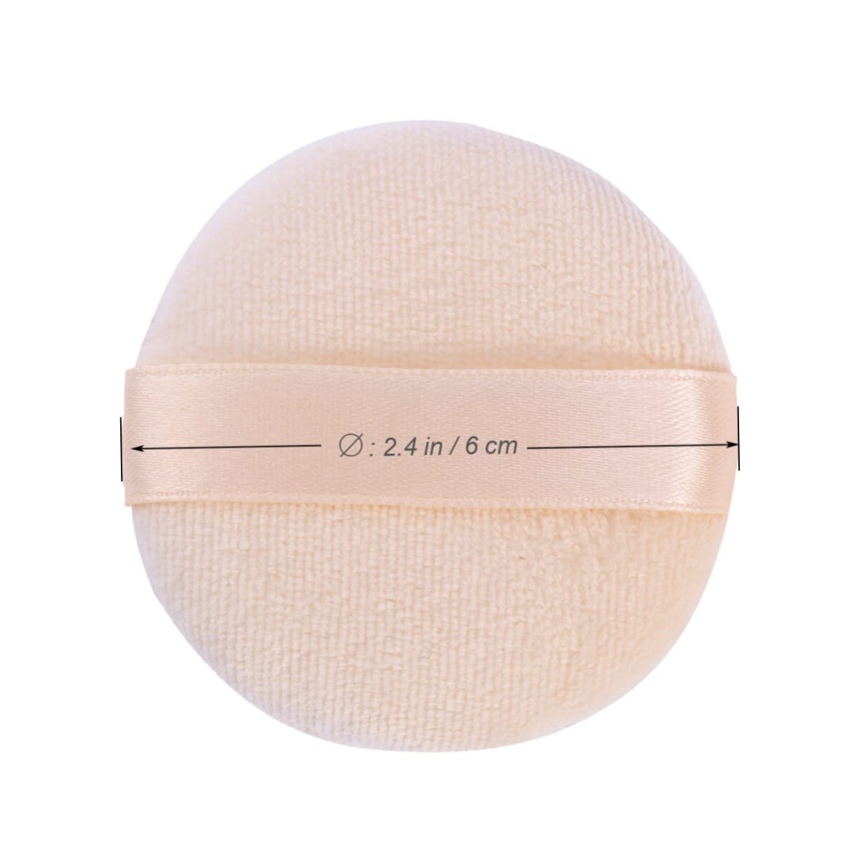 TOVINANNA 4Pcs Round Makeup Powder Puff Sponge for Foundation Velour Cosmetic Applicator with Rayon Ribbon for Easy Handling for Home Salon Travel Use