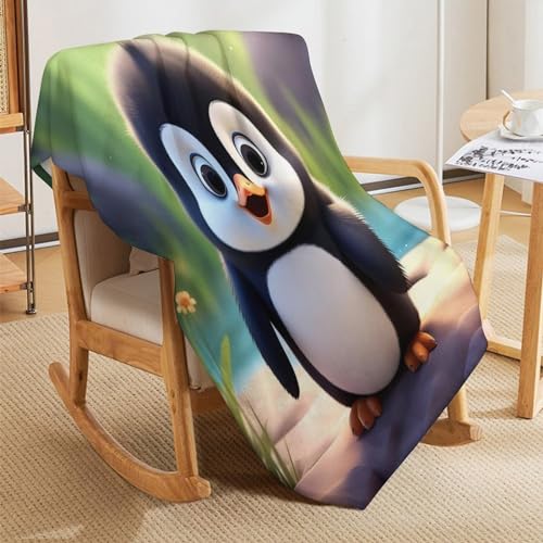 Manta de sofá para el frío suave con estampado de pingüino 5