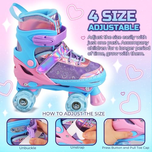 Nattork Girls Roller Skates for Kids Ages 3-5 5-8 6-12 Children Skates - image 3