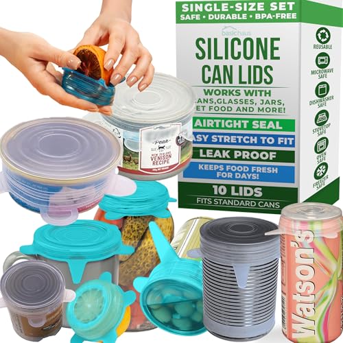 Image of Reusable Silicone Can Lids - 2.6 Inch Can Covers for Dog & Cat Food - Universal Fit - Airtight Stretch Lids for Pet Food Cans, BPA-Free, Dishwasher Safe - 10 Pack
