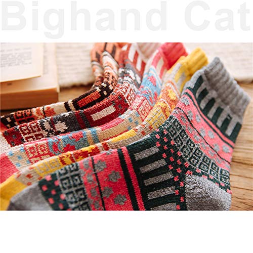 Image of IIG 5 Pairs Women's Vintage Style Thick Wool Warm Winter Crew Socks