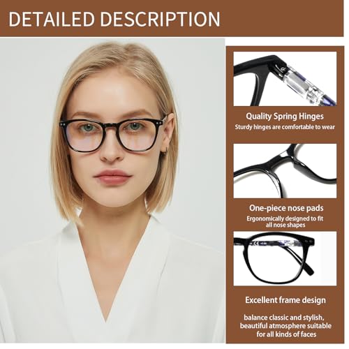 Image of Henotin 3-Pack Blue Light Blocking Reading Glasses,Spring Hinge Computer Readers for Men Women,Anti UV Ray Filter Eyeglasses (Mixed Color-2, 1.50, Diopters)