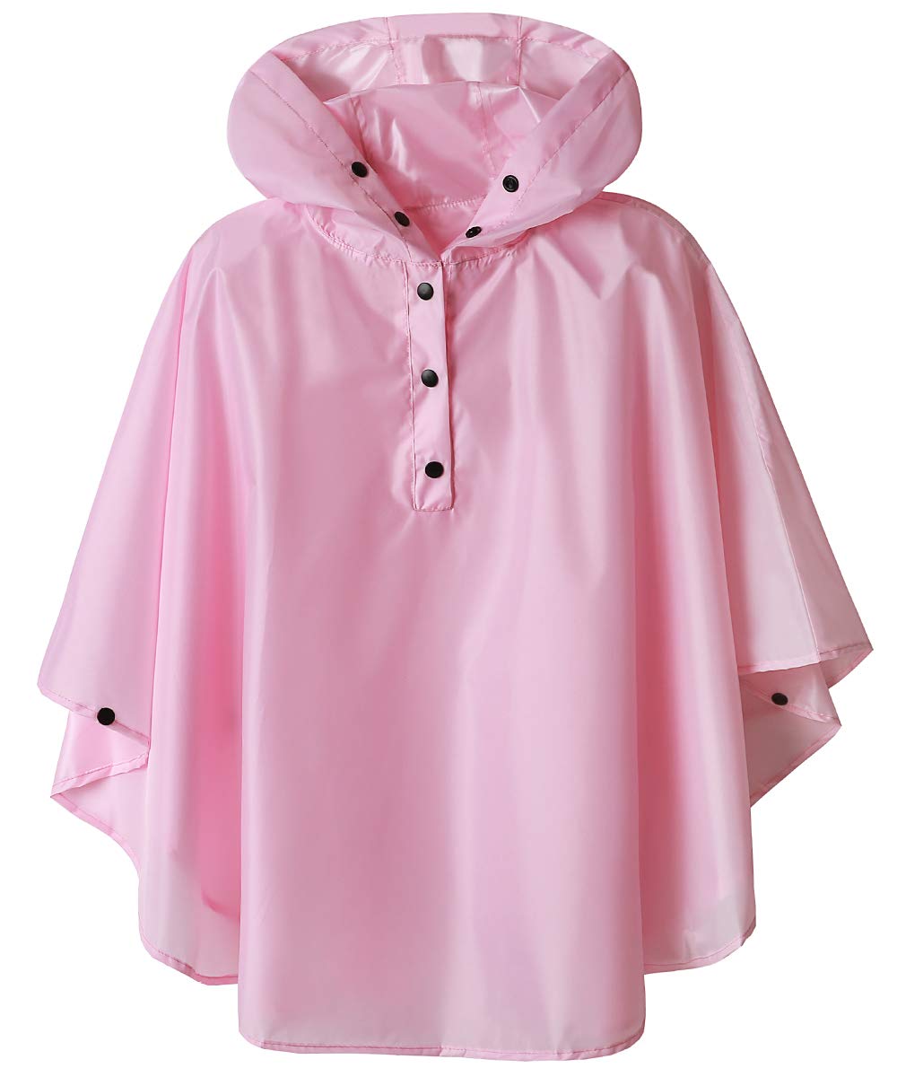Girls Waterproof Rain Poncho Cape Pink Medium