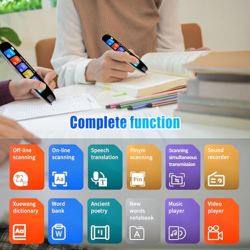 YWNYT Scan Übersetzer Stift, 3,7 Zoll Touchscreen Intelligenter Lesestift für 142 Sprachen, Sprachübersetzer-Gerät, Echtzeit-Scan-Lesestift für Legasthenie, Studenten, Reisende