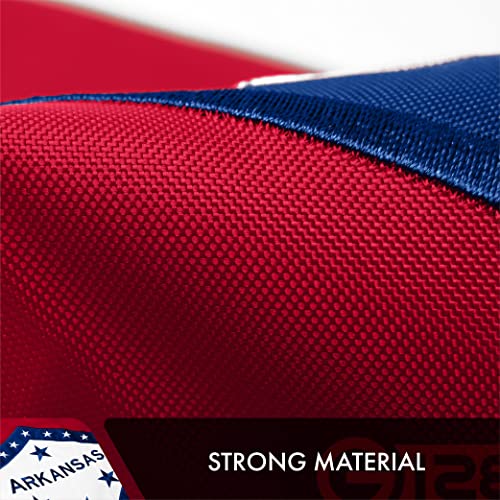 G128 Arkansas State Flag | 3X5 Ft | Double Toughweave Series Double Sided Embroidered 210D Polyester | Embroidered Design, Indoor/Outdoor, Brass Grommets, Heavy Duty, 2-Ply #TOP4