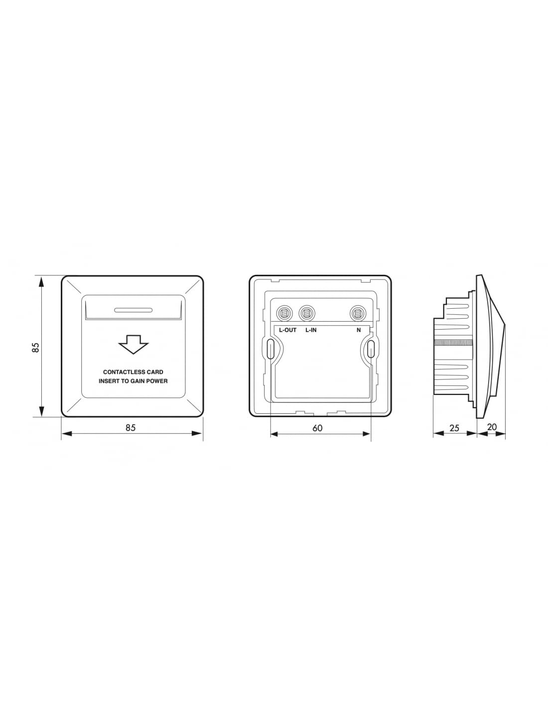 INTELOCK - Economiseur d'Énergie - Lecteur de Carte - Distance de Lecture 3 Cm - Tag RFID 13,56Mhz - Relais 40A - Alimentation 220V 50/60Hz - Idéal pour Économies d'Énergie - Gris