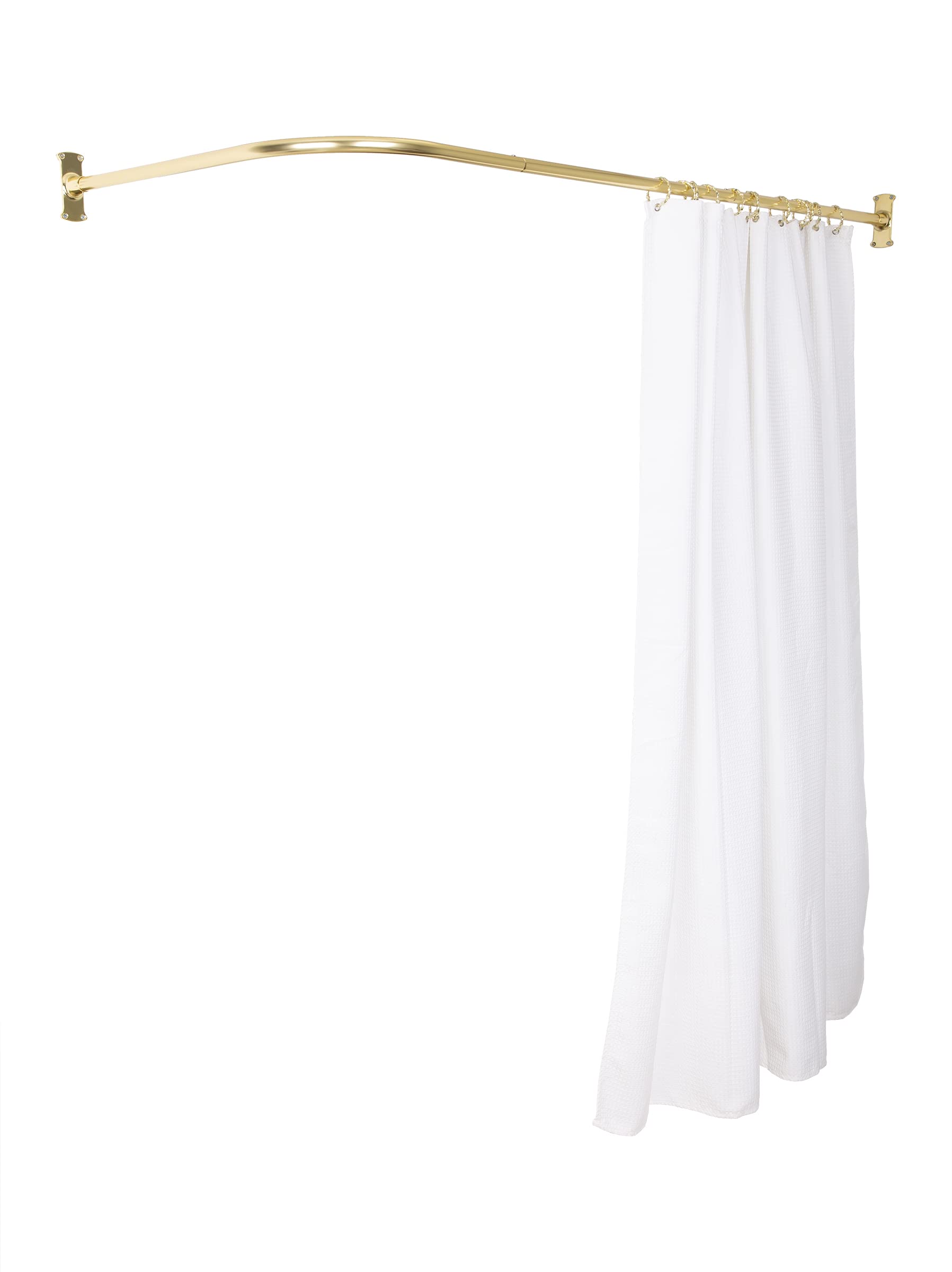 Utopia Alley Rustproof L-Shaped Corner Shower Curtain Rod, 66 inch Size by 28 inch, Gold