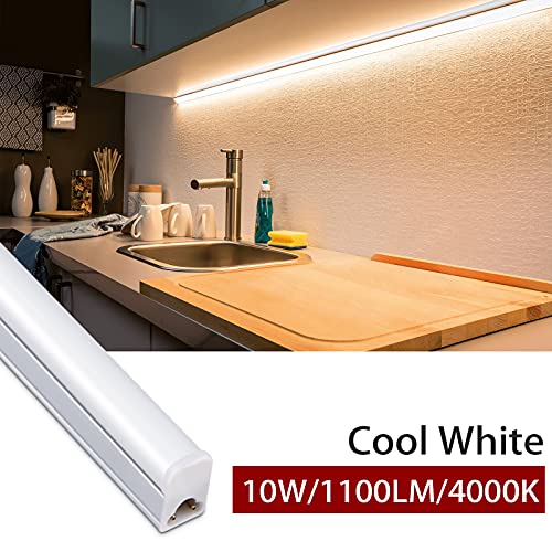 Kihung (Pack Of 8) Under Cabinet Light 2Ft, 10W, 1100Lm, 4000K Cool White, Utility Led Shop Light, Led Ceiling Light And T5 Led Tube Light Fixture, Corded Electric With Built-In On/Off Switch #TOP1