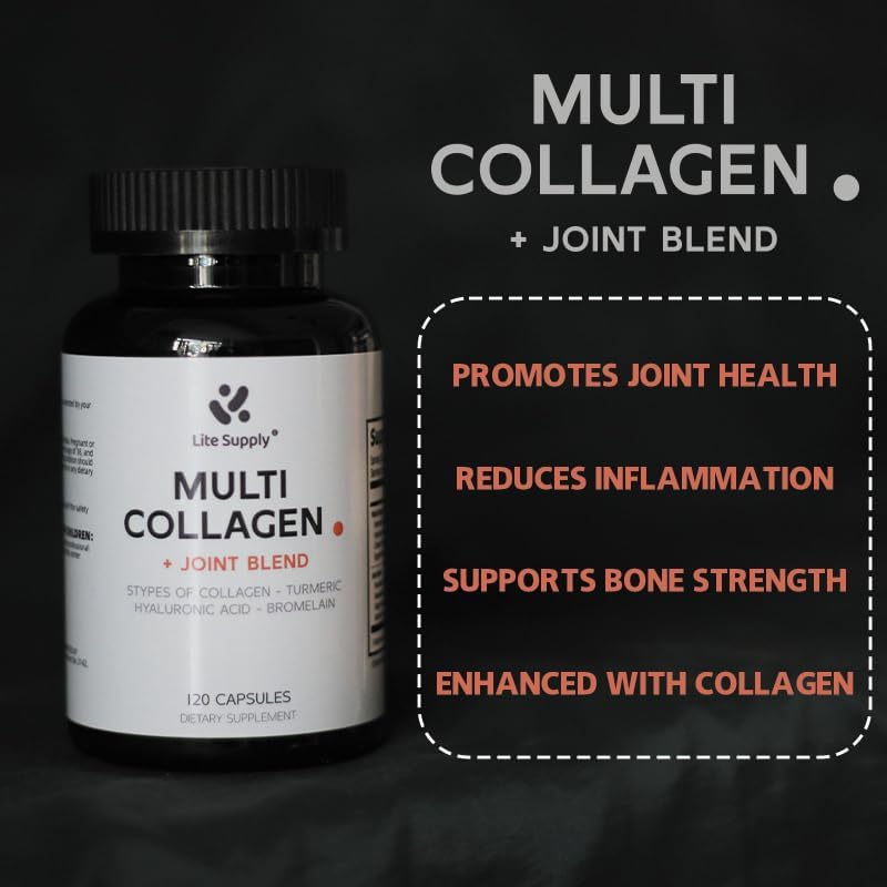 Miniatura 3 de Complejo de colágeno múltiple, 120 cápsulas para hombres y mujeres con péptidos de colágeno hidrolizados tipo I, II, III, V, X, extracto de cúrcuma,