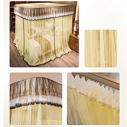 Moustiquaire à baldaquin de lit anti-insecte 150x200 jaune avec structure métallique