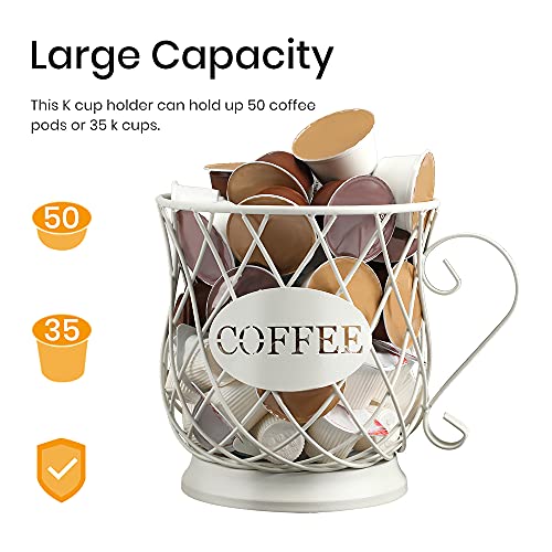 Treelen Coffee Pod Capsule Storage Holder For 35 K Cups Capacity K Cup Holder K Cup Organizer For Counter Coffee Bar And Coffee Table - White #TOP2